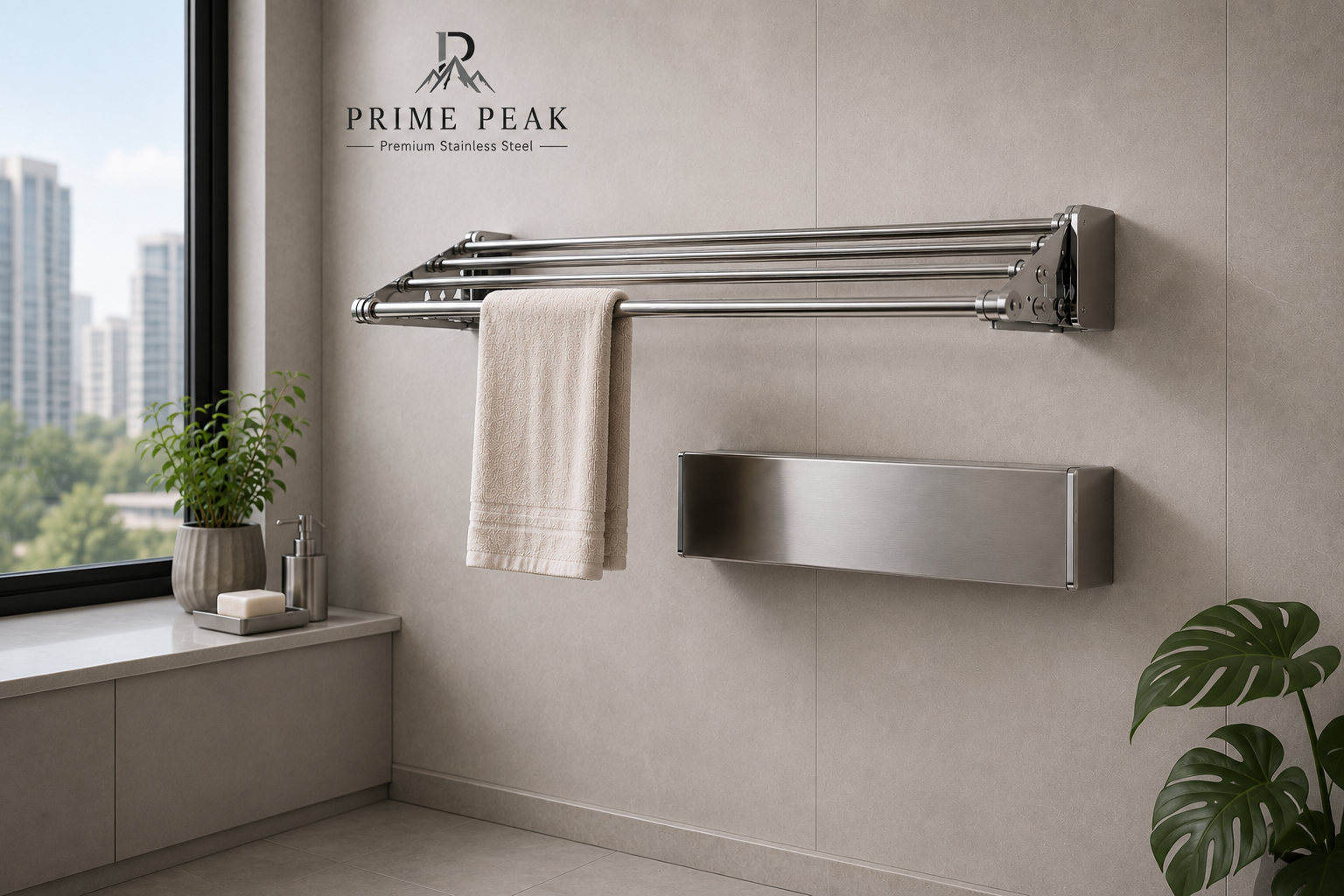 Wall mounted foldable clothes drying rack