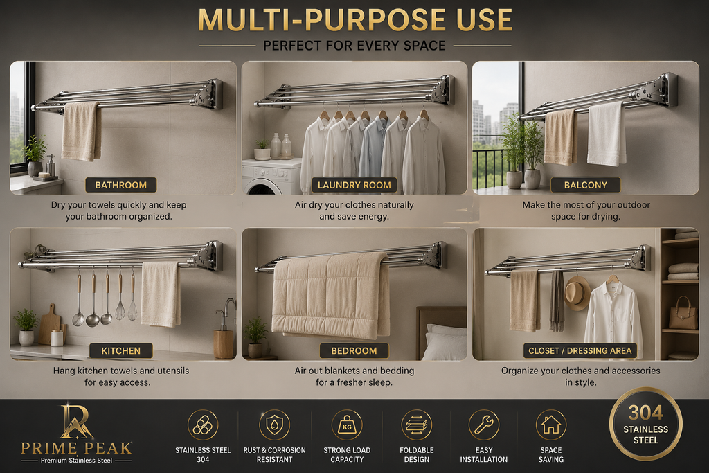 Wall mounted foldable clothes drying rack